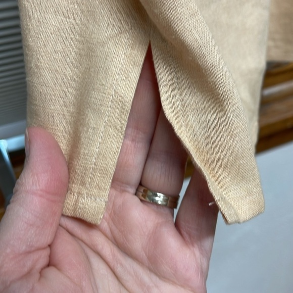 Mason Signature Almond Sienna Embroidered Linen Blend Button Down Shirt - Picture 6 of 7